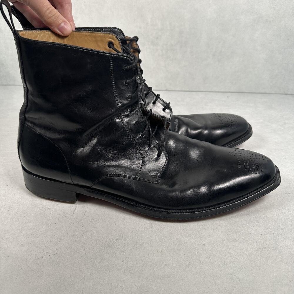 Cole Haan Boots Mens Size 10.5 Black Leather Lace Up Ankle Lionel Dress - Picture 4 of 14